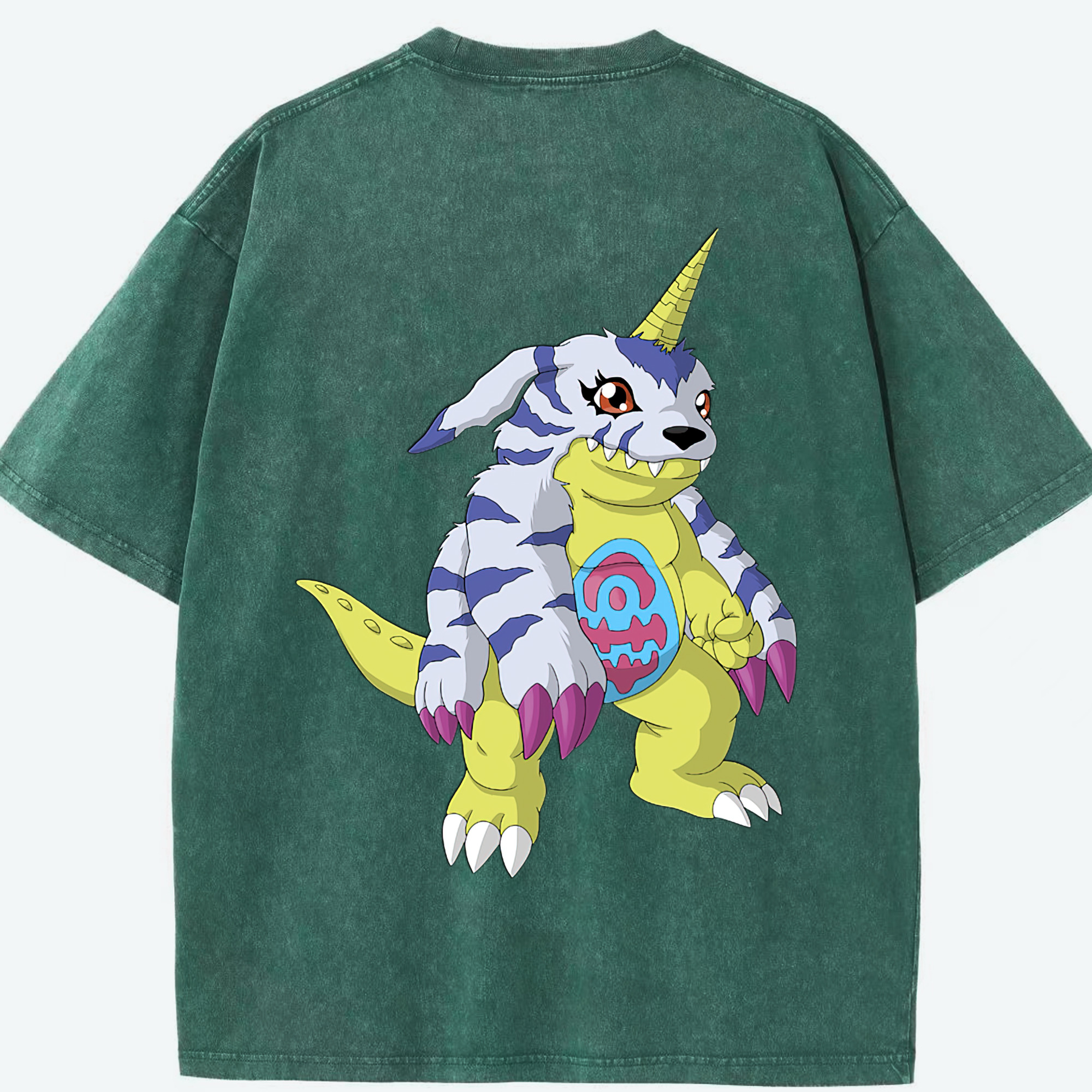 （画像用） Digimon デジタルモンスター/デジモン 綿100% ヴィンテージ風 半袖Tシャツ（背面プリント）